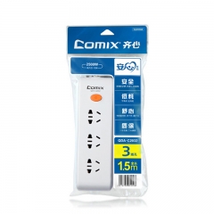 齐心 QDA-C2032 安心系列/新国标一体铜芯排插/插座/3位*1.5米