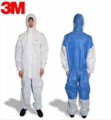3M 4535 白色带帽连体防护服( 蓝色背部透气设计)(Type5&6 类防护)