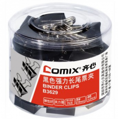 齐心 B3629黑色长尾票夹 5# 19mm 40只/筒