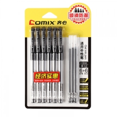 齐心 K3066 通用中性笔 6支卡装