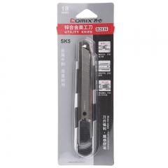 齐心 锌合金美工刀 配18mm刀片 B2836 黑