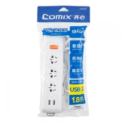 齐心 安心系列排插/插座/3位*1.8米/2USB QDA-C302U