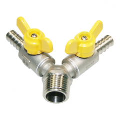 日丰 502黄铜三叉气阀(镍)  Y1/2”M*ф10*ф10-DN10
