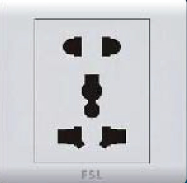 佛山照明 10A二扁圆三极多功能插座 F7-1023W 100×1