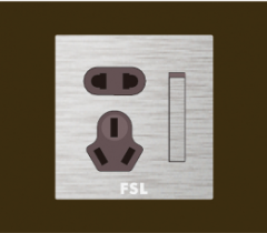 佛山照明 F9 一位单极大跷板开关二扁圆三扁插座 F9-1023K1/1