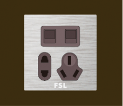佛山照明 F9 二位单极小按钮开关二扁圆三扁插座 F9-1023K2/1