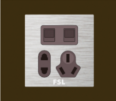佛山照明 F9 二位双联小按钮开关二扁圆三扁插座 F9-1023K2/2